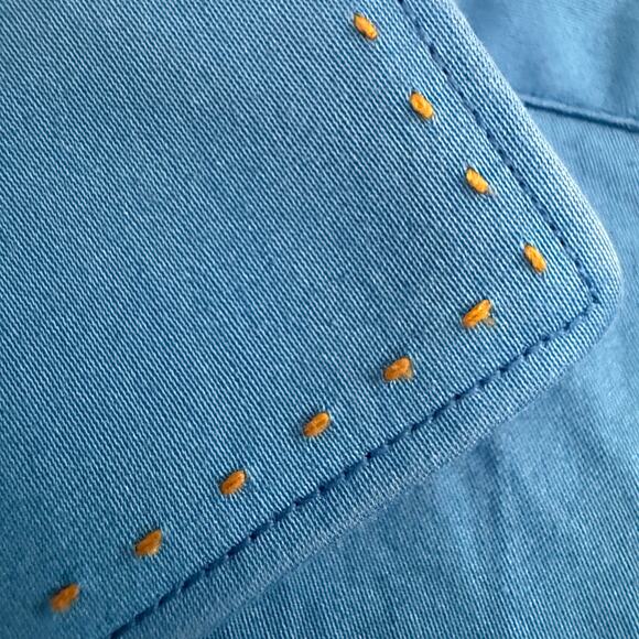 STONE ROSE Red Rivet Collection Blue Button Up Shirt Contrast Cuff | Large - Picture 6 of 8